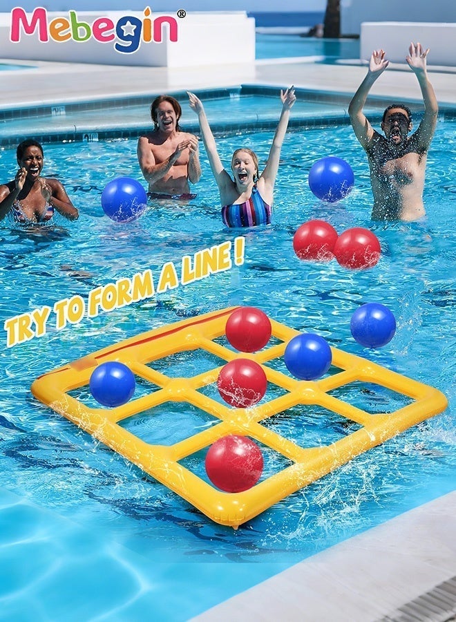 ميبيجين مجموعة ألعاب Tic Tac Toe العملاقة القابلة للنفخ مع 10 كرات، مجموعة ألعاب مسبح إبداعية وممتعة، لعبة مائية إبداعية متعددة اللاعبين، مناسبة لأي حفلة مسبح - Image 3